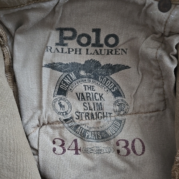 Ralph Lauren Sz 34/30 VERICK Slim Straight Khaki Jeans - Picture 7 of 16
